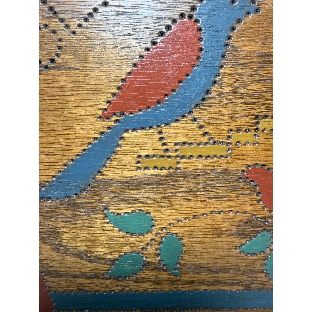 Vintage Folk Art Bless Our Home Wooden Wall Plaque Bird Heart Rustic Decor 14in